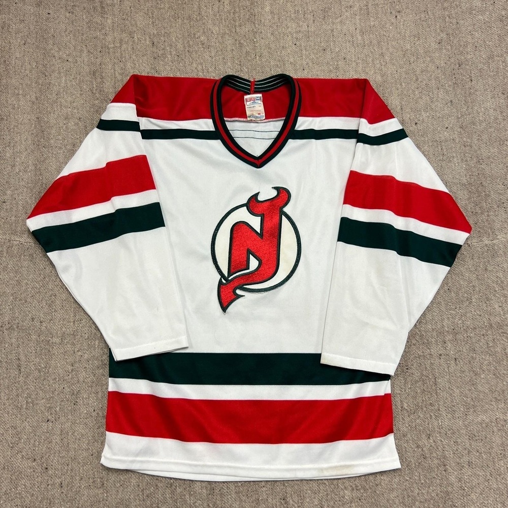 Vintage New Jersey‎ Devils Jersey Mens Small White 1990s CCM NHL